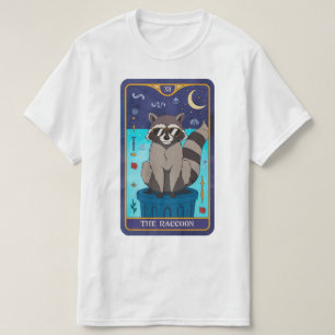Camiseta la tarjeta tarot de raccoon, mente positiva, perma