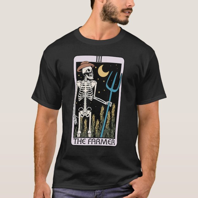 Camiseta La tarjeta Tarot de Skeleton Farmer Gardening G (Anverso)
