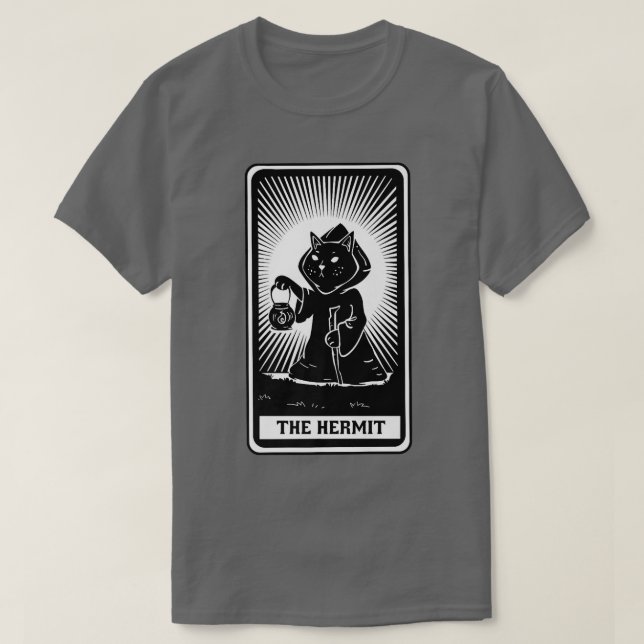 Camiseta La tarjeta tarot del gato ermitaño  (Diseño del anverso)