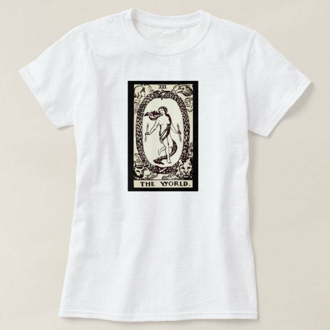Camiseta la tarjeta tarot mundial | (Diseño del anverso)