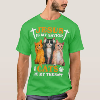 Camiseta La terapia del gato Jesús es divertida Jesucristo