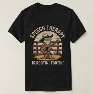 Camiseta La Terapia Del Habla Es Rootin Tootin Cute Rana Oc