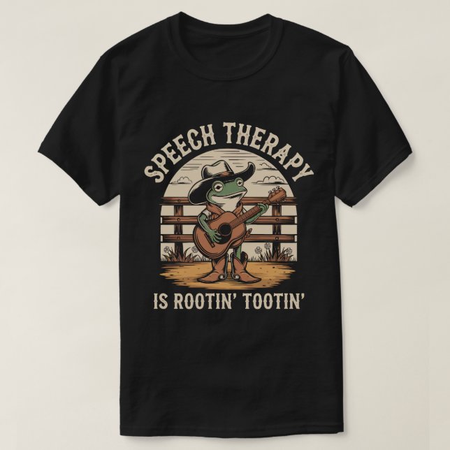 Camiseta La Terapia Del Habla Es Rootin Tootin Cute Rana Oc (Diseño del anverso)