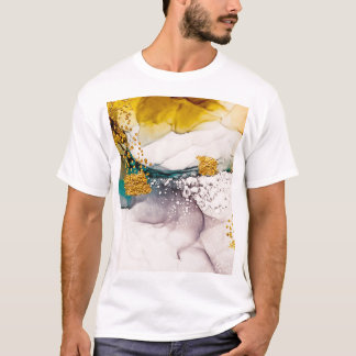 Camiseta La ternura pastel: arte de los remolinos dorados.