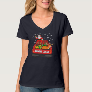 Camiseta La tía Claus Red Truck Santa Reindeer Elf Christma