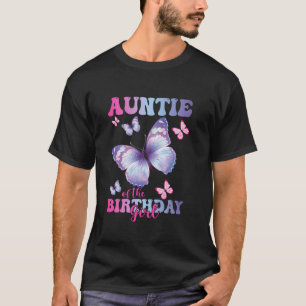 Camiseta La tía del Chica de cumpleaños Mariposa Fiesta Mat