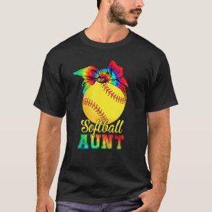 Camiseta La tía del softball de las mujeres Tie Dye