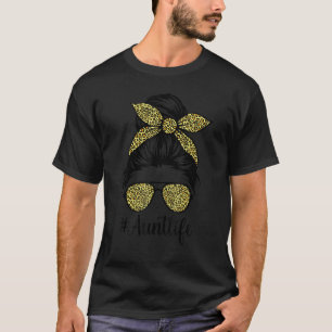 Camiseta La tía Life Messy Bun Leopard imprime a la tía org