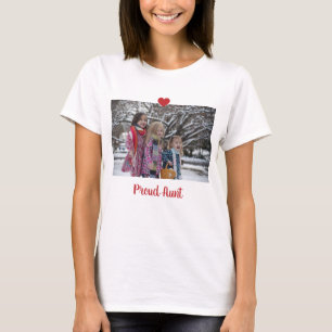 Camiseta La tía orgullosa del corazón Personaliza la foto