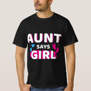 Camiseta La tía reveladora de género dice que el chica hace