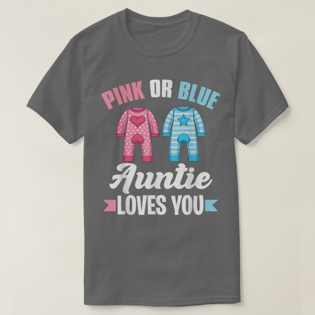 Camiseta La tía Rosa O Azul De Baby Shower Te Ama Gen (Diseño del anverso)