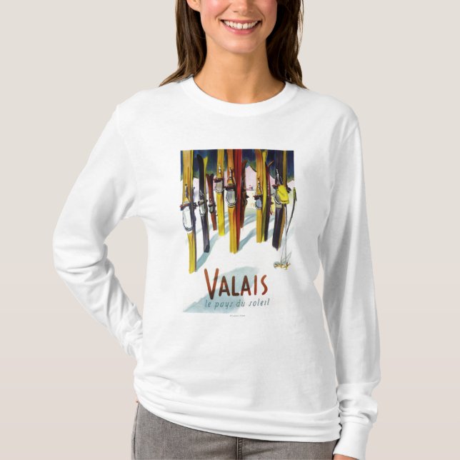 Camiseta La tierra de la sol - esquís que se colocan en (Anverso)