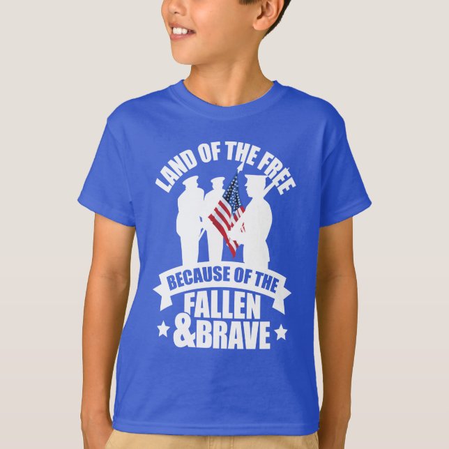 Camiseta La tierra de libre debido a caído y Brave (Anverso)