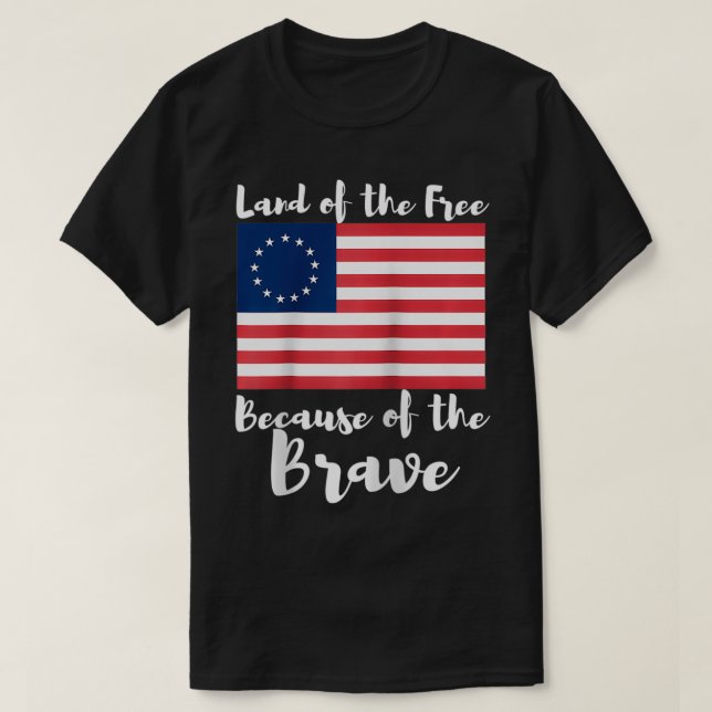 Camiseta La tierra de los libres a causa de los valientes B (Diseño del anverso)