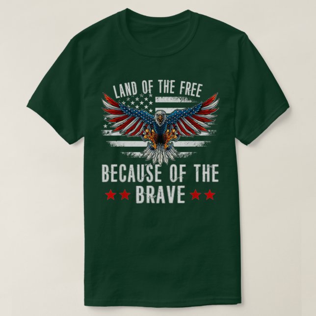 Camiseta La tierra de los libres por el valiente día de los (Diseño del anverso)