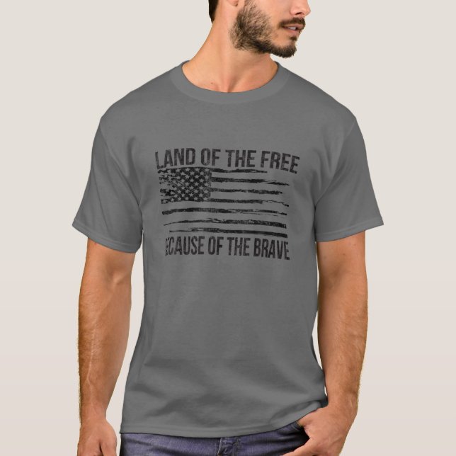 Camiseta La Tierra De Los Libres Por La Valiente Amo Patrió (Anverso)