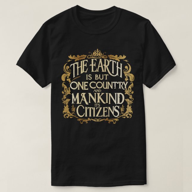 Camiseta La Tierra es sólo un país la fe bahaí (Diseño del anverso)