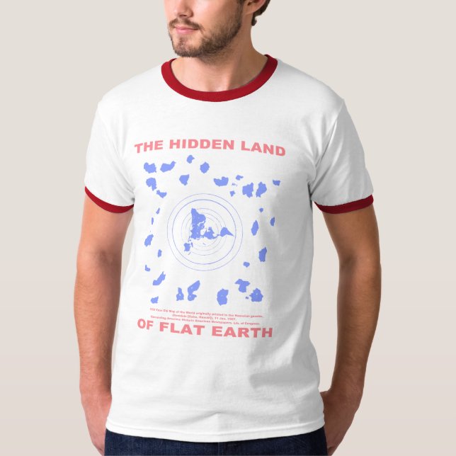 Camiseta La tierra ocultada de la tierra plana (mapa de (Anverso)