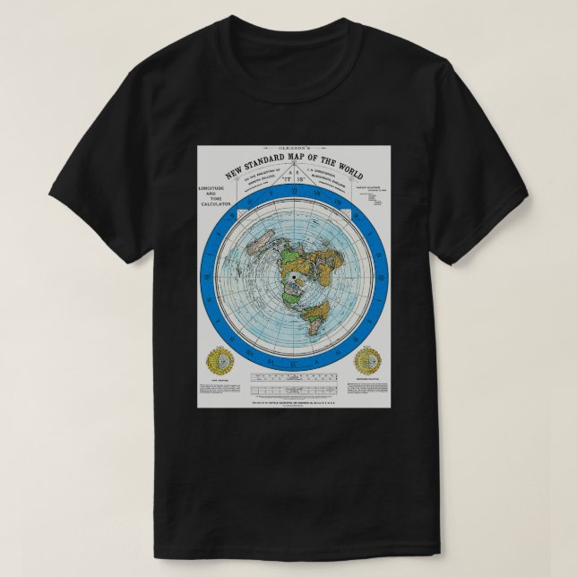 Camiseta La Tierra Plana Gleasons Nuevo Mapa Estándar Del M (Diseño del anverso)