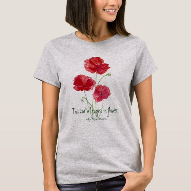 Camiseta La Tierra Ríe en Cita de Flores, Cachorros Rojos,  (Anverso)