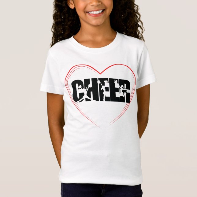 Camiseta La tipografía animadora Cheer Silhouette Love Girl (Anverso)