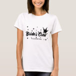 Camiseta La tipografía de la tripulación de la novia, coron<br><div class="desc">¿Quién está en el equipo de la novia? Camiseta divertida y festiva de fiesta nupcial con tipografía audaz con corona y ilustracion de estrellas. Esta camisa será un regalo perfecto para tu dama de honor, dama de honor, matrona de honor, chicas de flores y otra fiesta nupcial. Personalice agregando sus...</div>