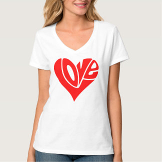 Camiseta La tipografía del amor en forma de corazón