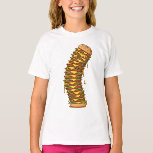 Camiseta La torre inclinada de la pila de hamburguesas con