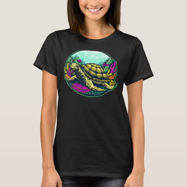 Camiseta La tortuga marina del espacio de galaxia bajo el a (Anverso)