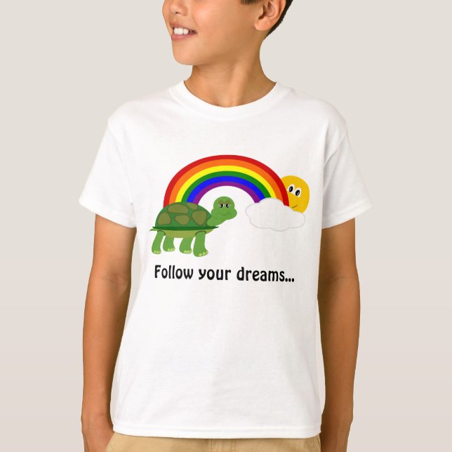 Camiseta La tortuga que sigue el arcoiris sigue tus sueños (Anverso)