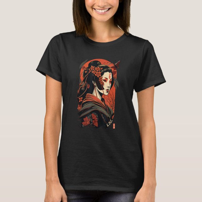 Camiseta La tradicional Geisha Samurai Máscara Guerra de Es (Anverso)