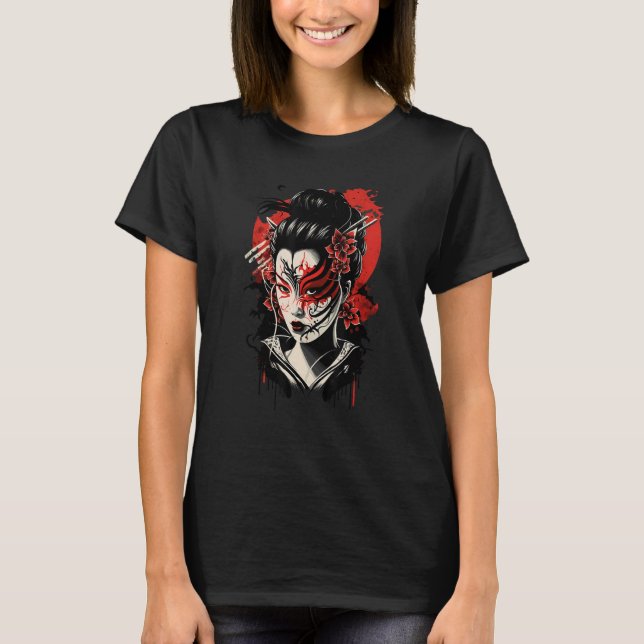 Camiseta La tradicional Geisha Samurai Máscara Guerra de Es (Anverso)