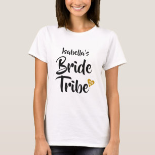 Camiseta La tribu de novias con fecha de oro Personalizado 