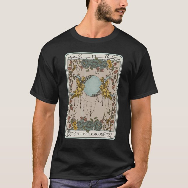 Camiseta La Triple Tarjeta Tarot De La Luna Floral Crescent (Anverso)