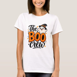 Camiseta La tripulación Boo fantasma naranja Halloween 