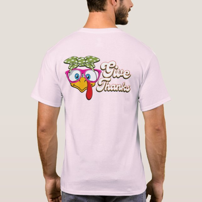 Camiseta La Turquía de Cute da gracias feliz día de Acción  (Reverso)