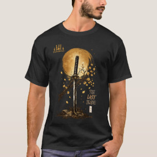 Camiseta La última hoja - Katana japonesa dorada y luna lle