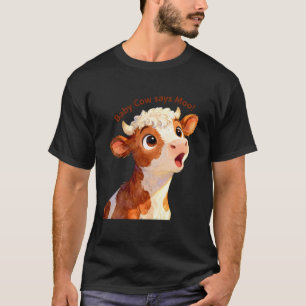 Camiseta La vaca bebé dice muu! Diseño de texto lindo