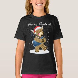 Camiseta La vaca escocesa juega a los Navidades Bagpipes