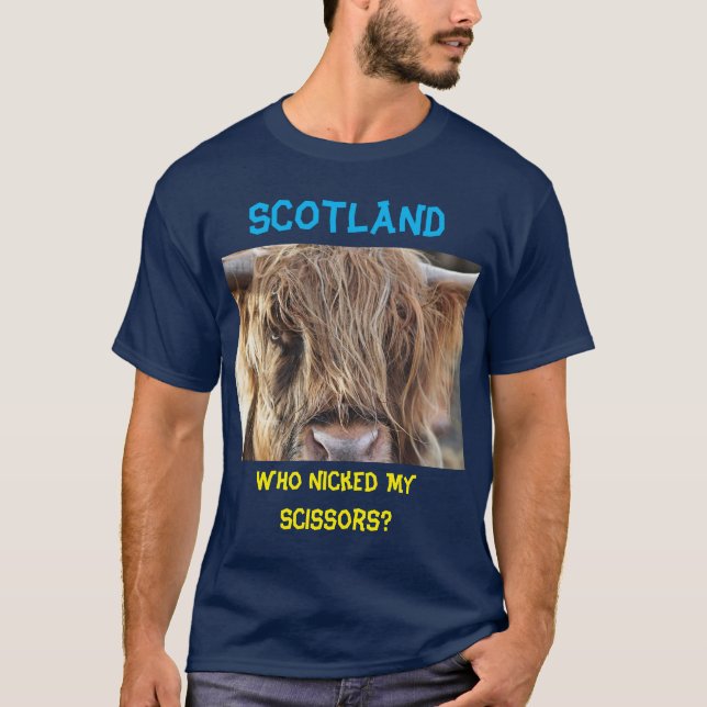 Camiseta La vaca larga y divertida de Escocia (Anverso)