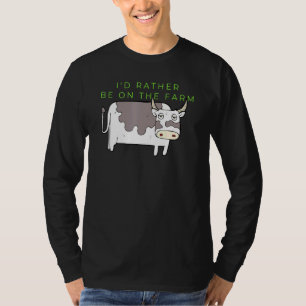 Camiseta La Vaca Prefiere Estar En La Granja Animal Moo Bul