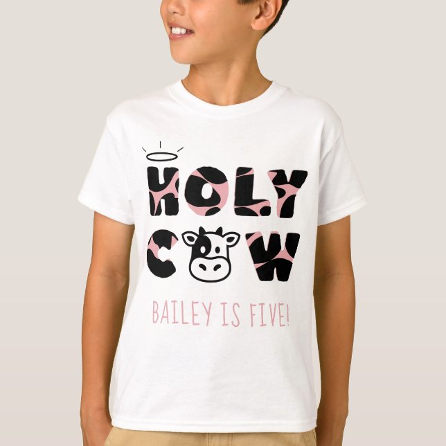 Camiseta La vaca sagrada imprime el nombre y la edad de nac (Anverso)
