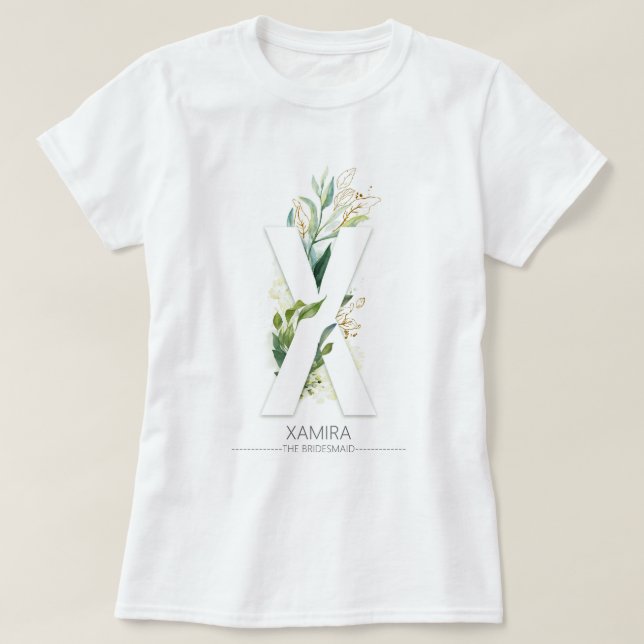 Camiseta La vegetación dorada monograma X deja elegancia (Diseño del anverso)