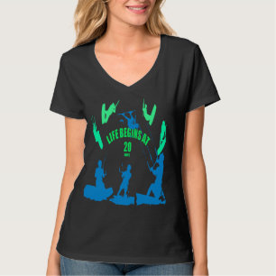 Camiseta La vida comienza a 20 nudos Siluetas verdes azules