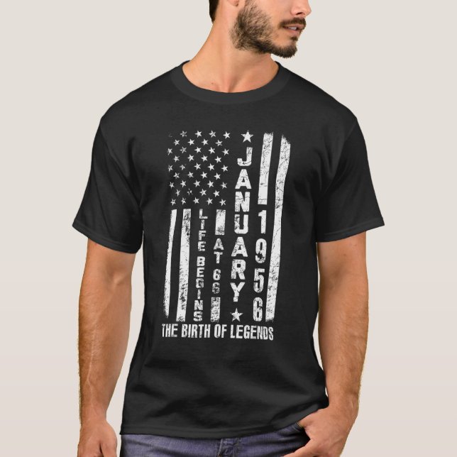 Camiseta La Vida Comienza A Los 66 Nacidos En Enero De 1956 (Anverso)