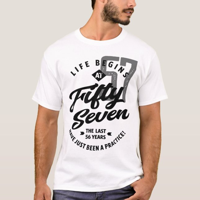 Camiseta La Vida Comienza Con 57 Regalos De Cumpleaños Vint (Anverso)
