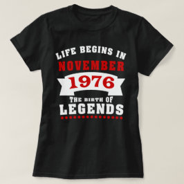 Camiseta La vida comienza cumpleaños de noviembre de 1976