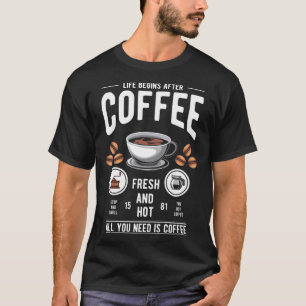 Camiseta La vida comienza después del café - Fresco frijol