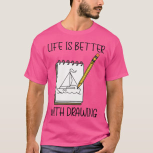 Camiseta La vida con ilustrador de pintura y bocetos