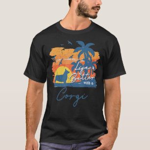 Camiseta La vida de Corgi es mejor puesta de sol vintage